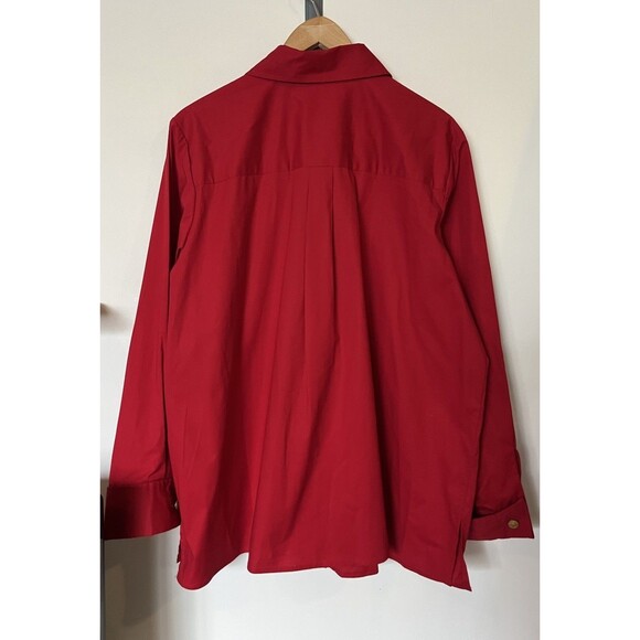 Bob Mackie Cranberry Red Gold Buttons Button Down Shirt Size 1X - Picture 4 of 9